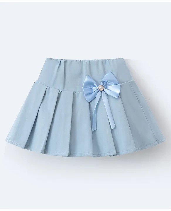 Mark & Mia Cotton Above Knee Length Skirt with Bow Applique - Light Blue
